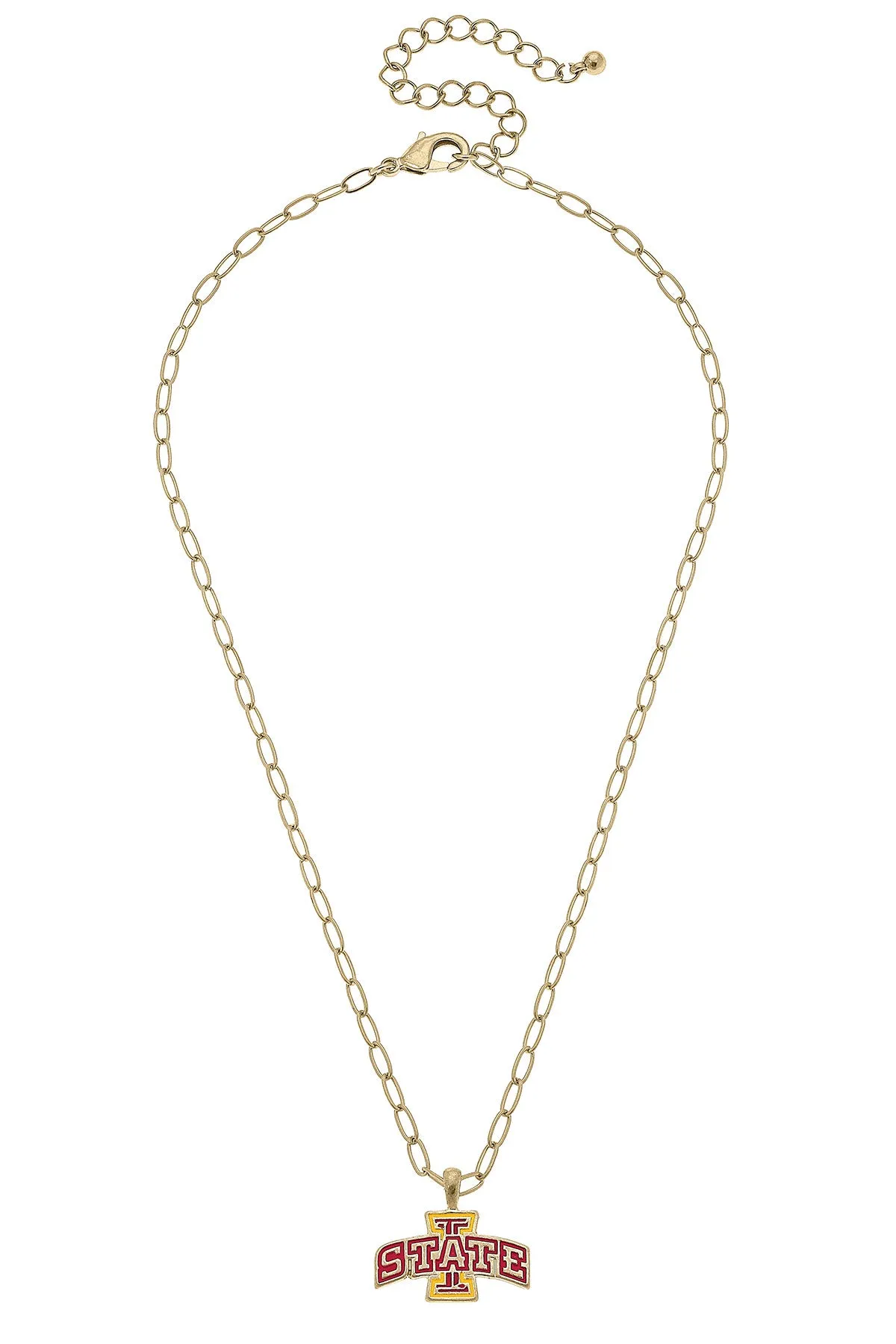 Iowa State Cyclones Enamel Pendant Necklace in Shiny Gold sold by Canvas Style