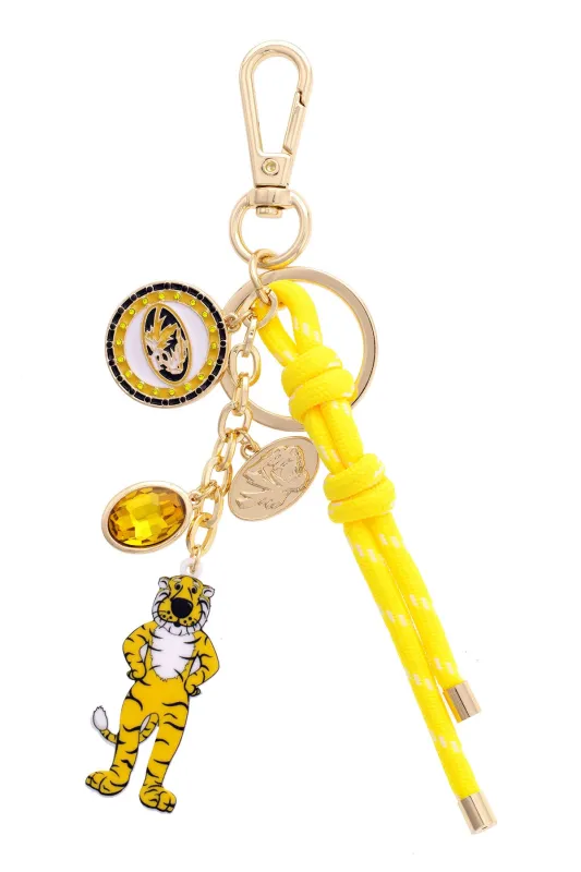 Missouri Tigers Cluster Bag Charm in Gold & Shiny Gold made by Canvas Style