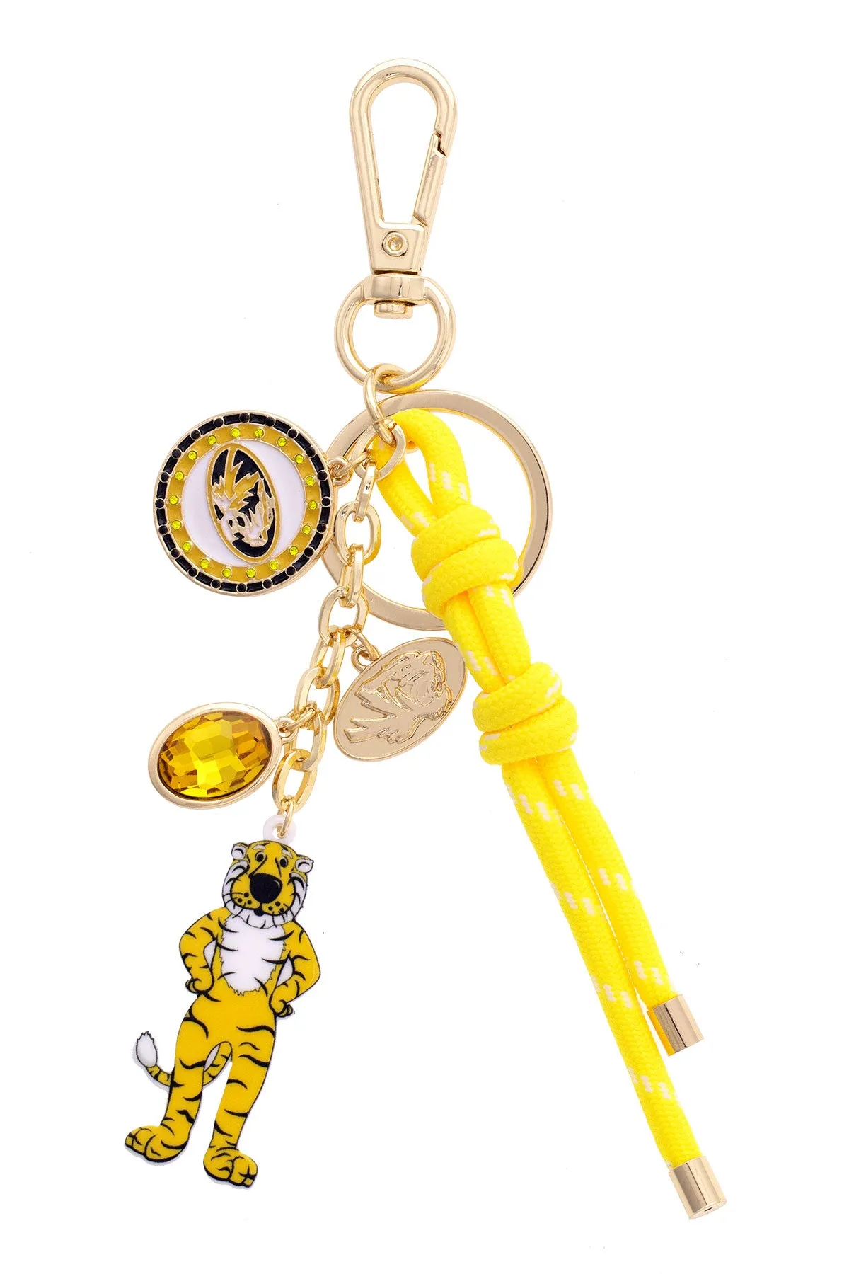 Missouri Tigers Cluster Bag Charm in Gold & Shiny Gold sold by Canvas Style