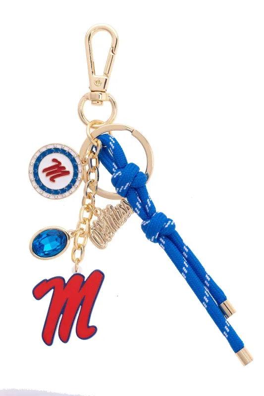 Ole Miss Rebels Cluster Bag Charm in Red & Shiny Gold sold by Canvas Style