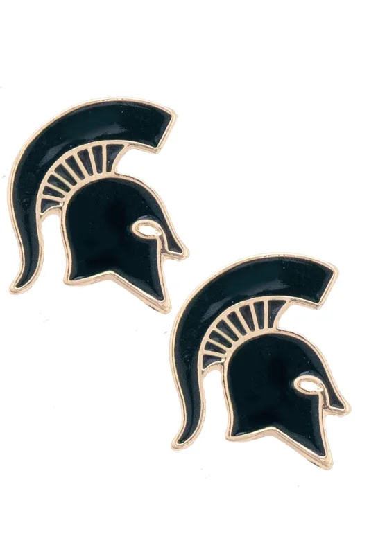Michigan State Spartans Enamel Logo Stud Earrings in Shiny Gold sold by Canvas Style