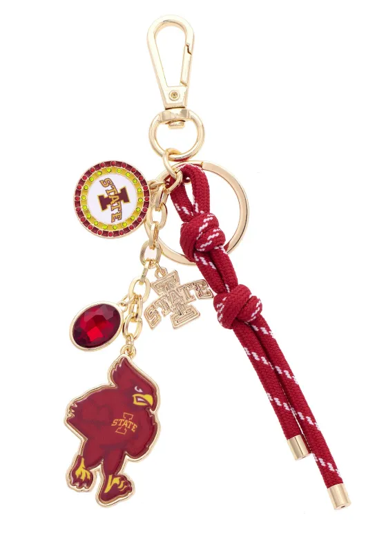 Iowa State Cyclones Cluster Bag Charm in Cardinal & Shiny Gold sold by Canvas Style