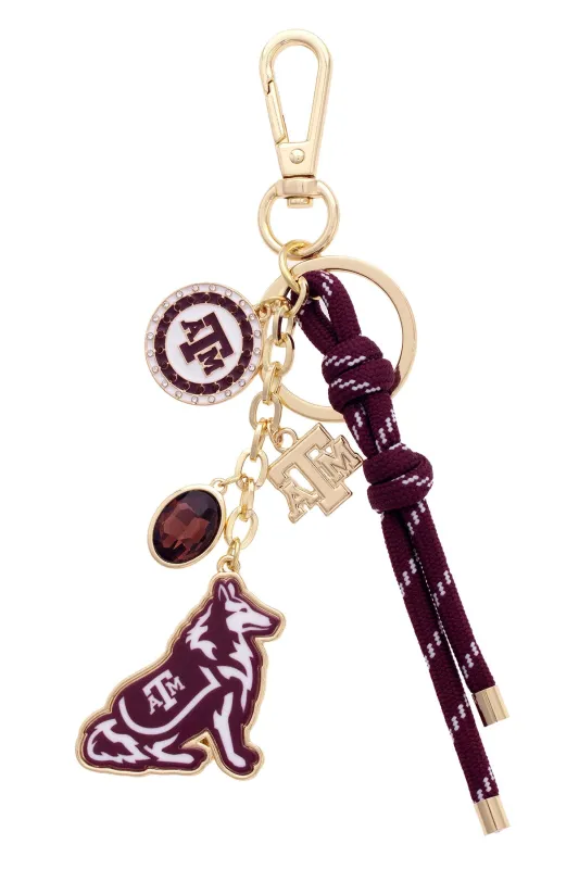 Texas A&M Aggies Cluster Bag Charm in Maroon & Shiny Gold sold by Canvas Style