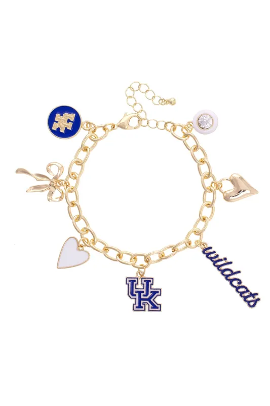 Kentucky Wildcats Enamel Icons Charm Bracelet in Shiny Gold sold by Canvas Style