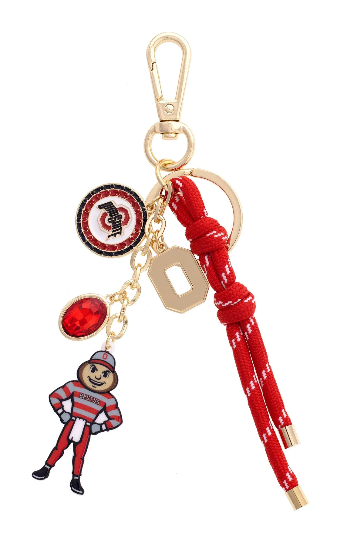 Ohio State Buckeyes Cluster Bag Charm in Red & Shiny Gold sold by Canvas Style
