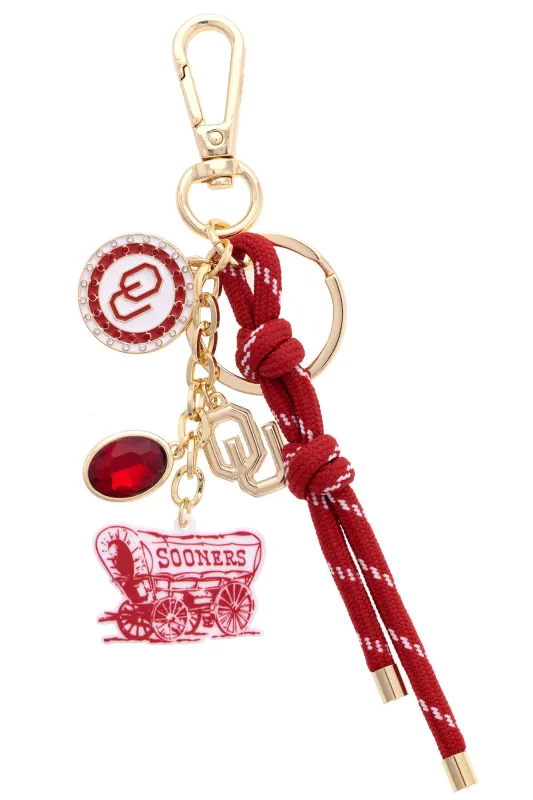 Oklahoma Sooners Cluster Bag Charm in Crimson & Shiny Gold made by Canvas Style