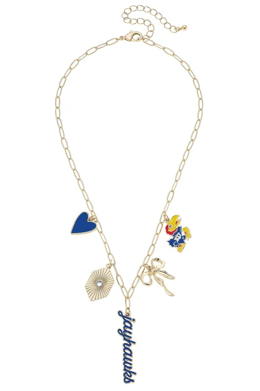 Kansas Jayhawks Paper Clip Charm Collector Necklace in Shiny Gold made by Canvas Style