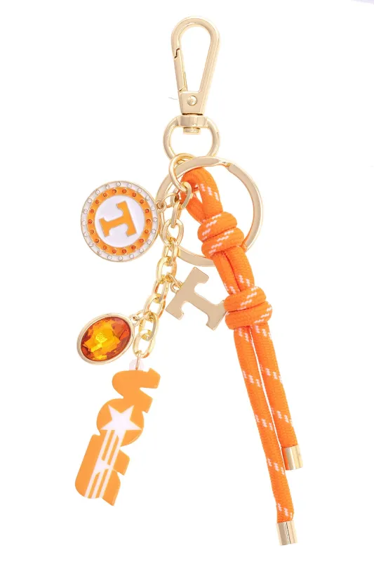 Tennessee Volunteers Cluster Bag Charm in Orange & Shiny Gold sold by Canvas Style