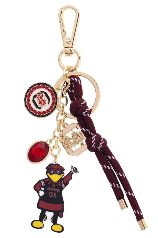 South Carolina Gamecocks Cluster Bag Charm in Garnet & Shiny Gold sold by Canvas Style