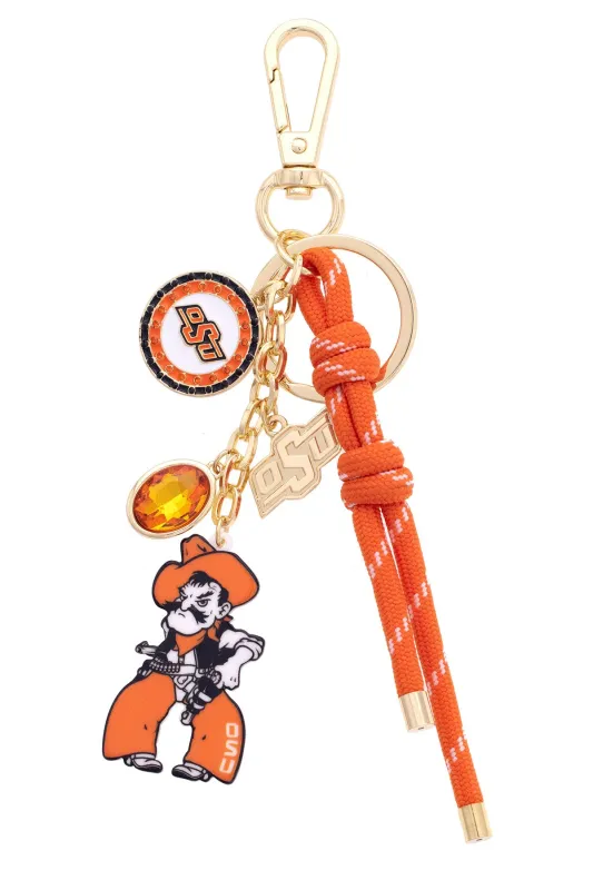 Oklahoma State Cowboys Cluster Bag Charm in Orange & Shiny Gold sold by Canvas Style