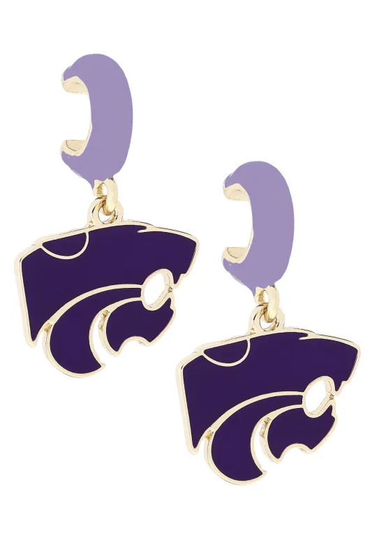 Kansas State Wildcats Enamel Logo Huggie Hoop Earrings in Gray sold by Canvas Style