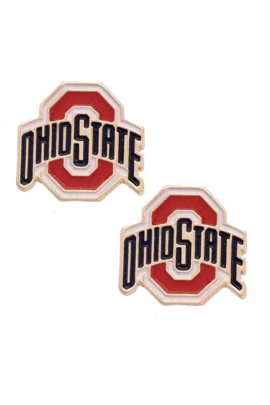Ohio State Buckeyes Enamel Logo Stud Earrings in Shiny Gold made by Canvas Style