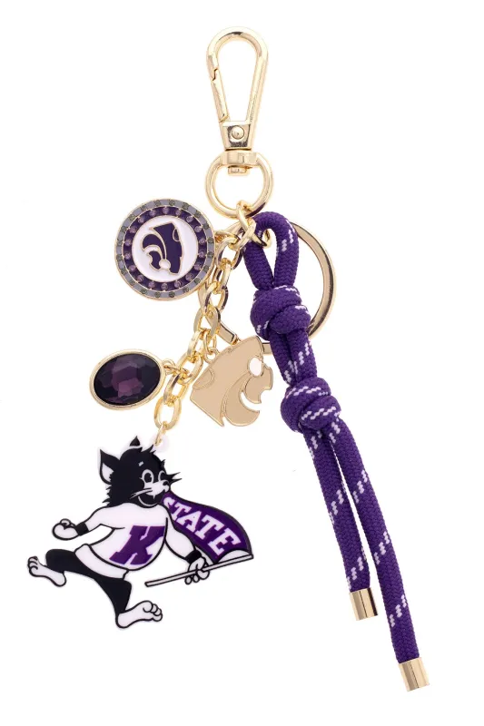 Kansas State Wildcats Cluster Bag Charm in Purple & Shiny Gold sold by Canvas Style