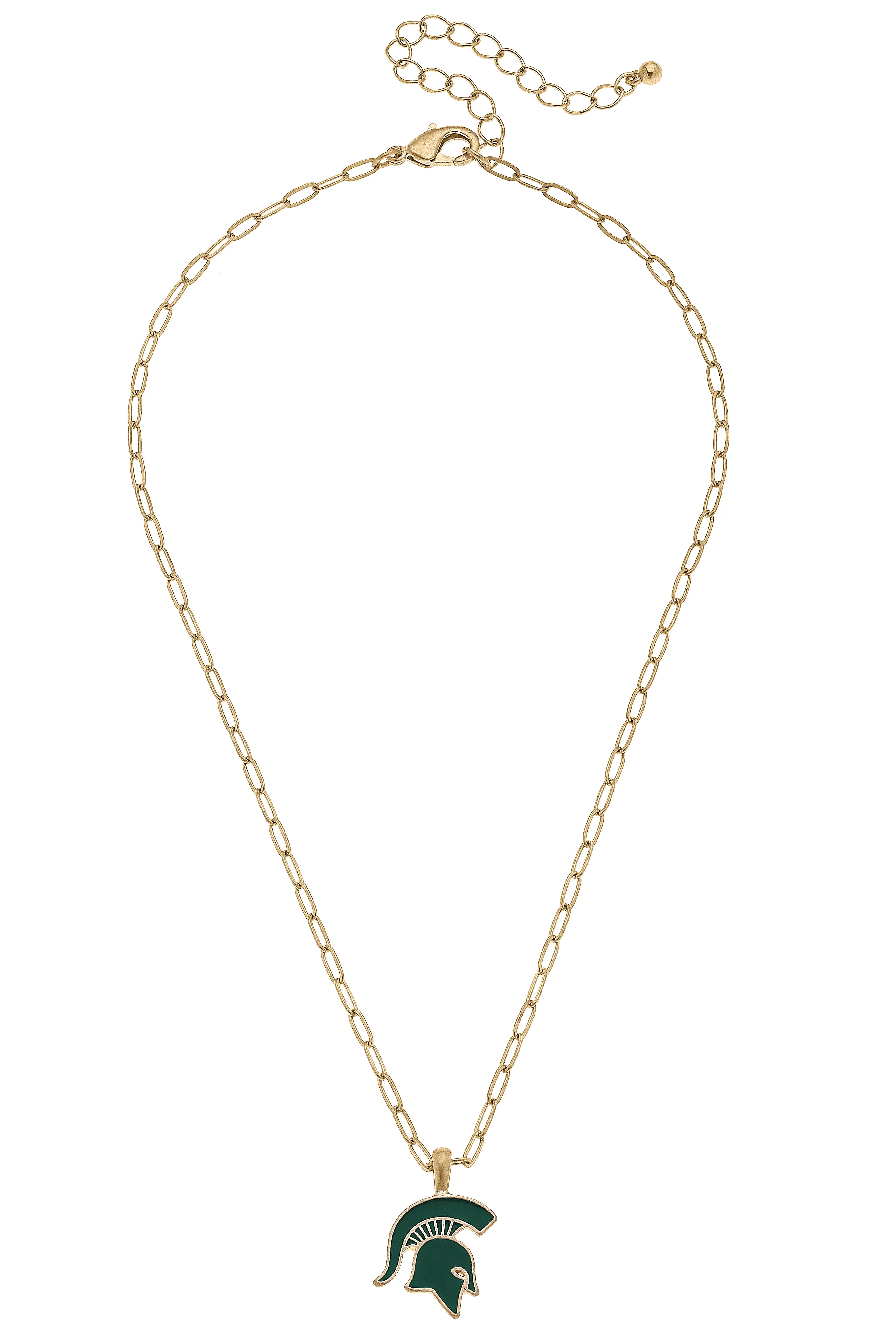Michigan State Spartans Enamel Pendant Necklace in Shiny Gold sold by Canvas Style