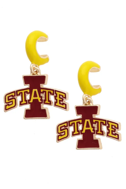 Iowa State Cyclones Enamel Logo Huggie Hoop Earrings in Yellow sold by Canvas Style