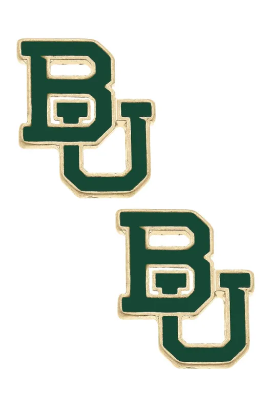 Baylor Bears Enamel Stud Earrings in Green/Gold sold by Canvas Style