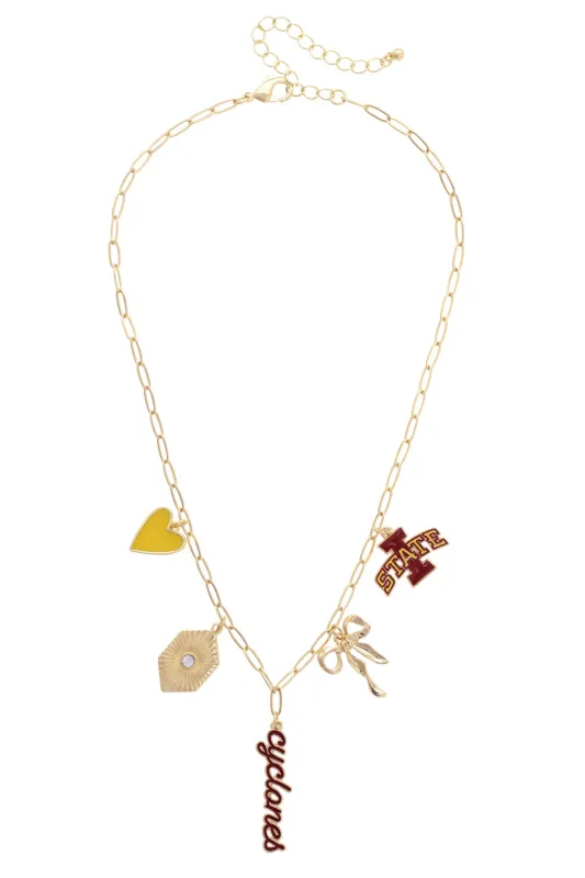 Iowa State Cyclones Paper Clip Charm Collector Necklace in Shiny Gold made by Canvas Style