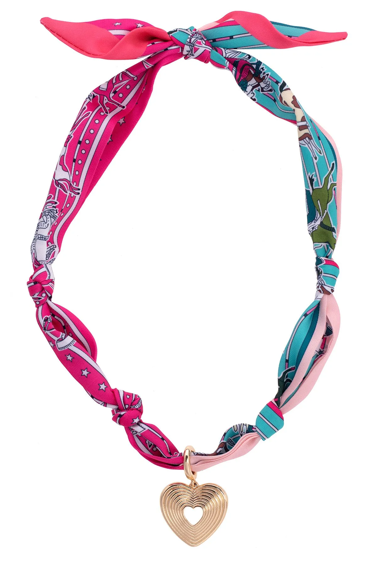 Sophia Glowing Heart Scarf Necklace in Fuchsia/Turquoise/White sold by Canvas Style