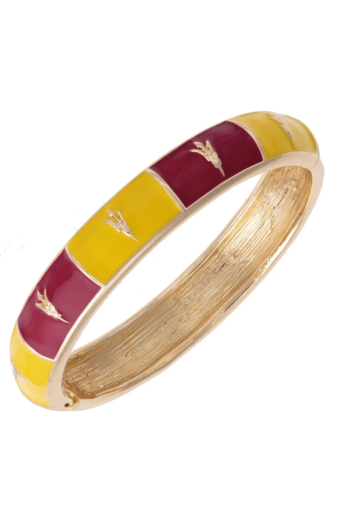 Arizona State Sun Devils Sculpted Enamel Checkered Hinge Bangle in Maroon/Gold sold by Canvas Style