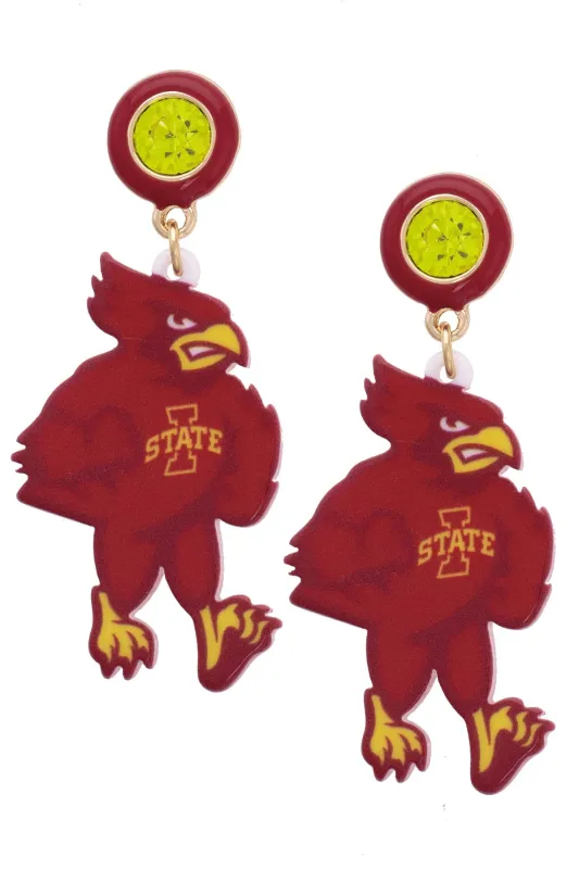 Iowa State Cyclones Resin Mascot Earrings in Red sold by Canvas Style