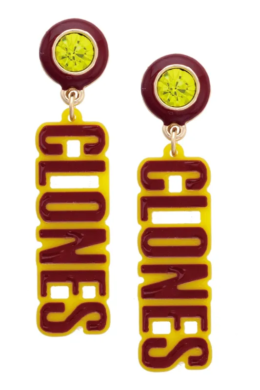 Iowa State Cyclones Resin Block Letter Earrings in Red sold by Canvas Style