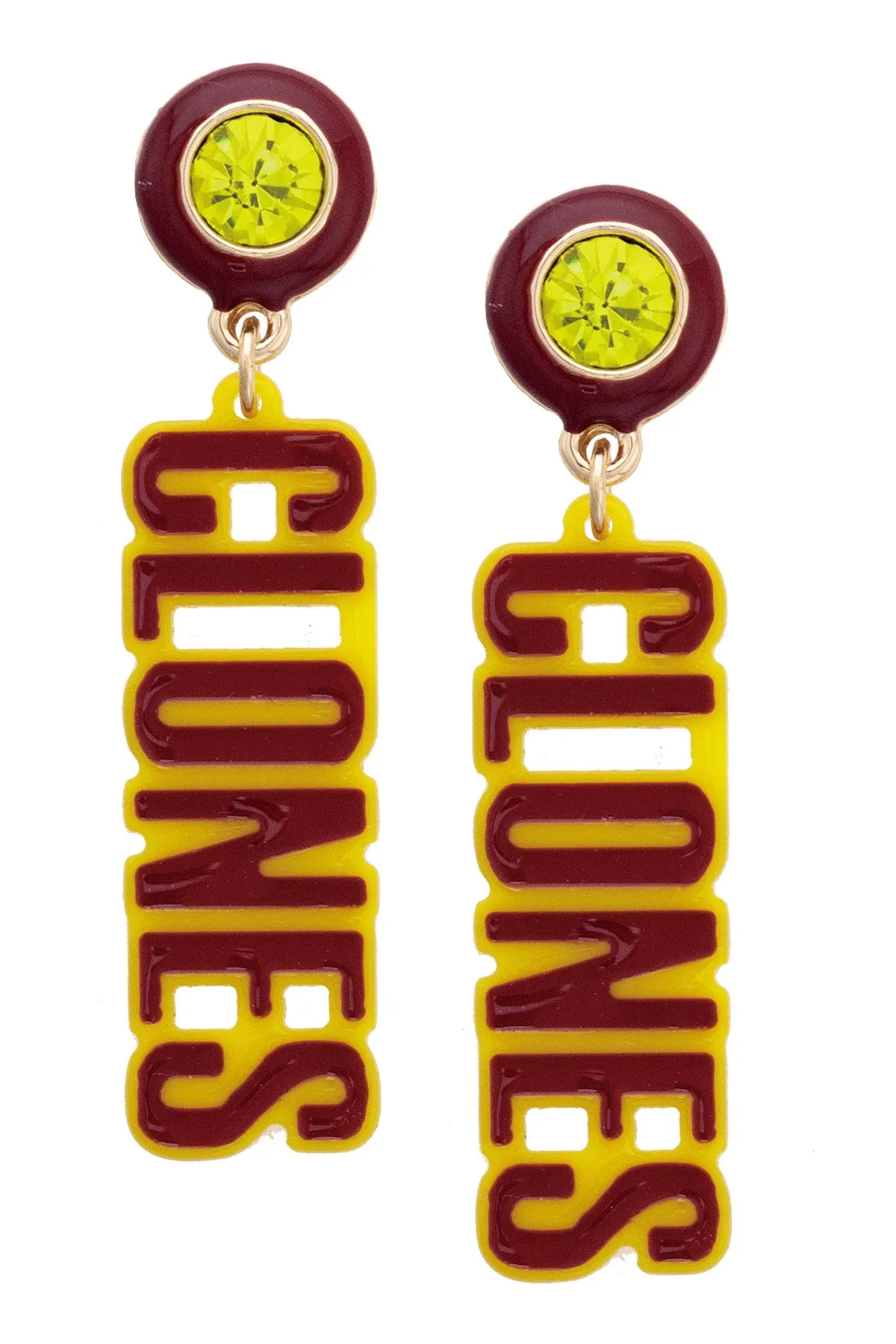 Iowa State Cyclones Resin Block Letter Earrings in Red sold by Canvas Style