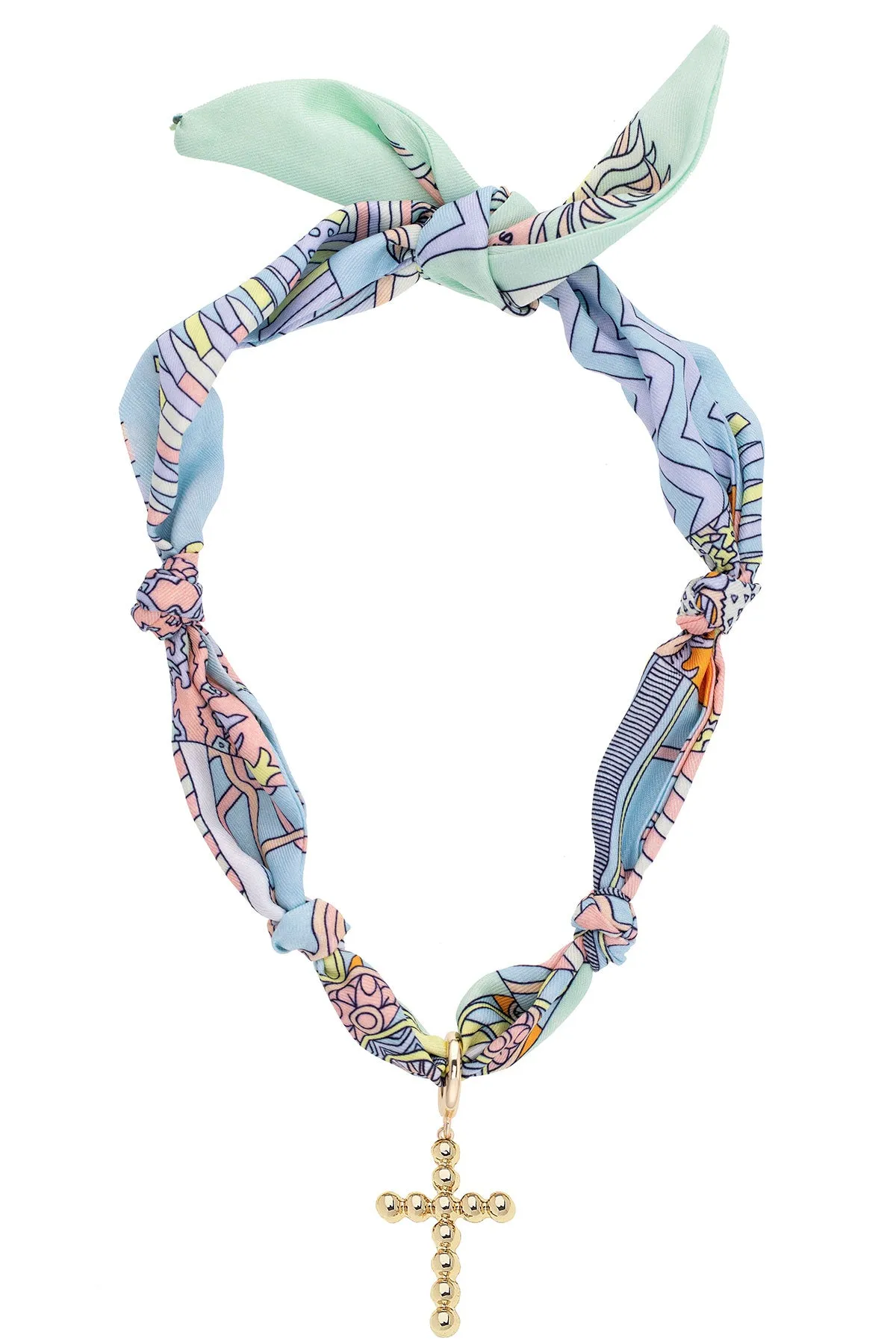 Louisa Beaded Cross Scarf Necklace in Pastel Multi sold by Canvas Style