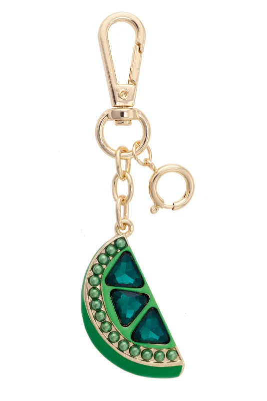 Pave Lime Wedge Bag Charm in Green sold by Canvas Style
