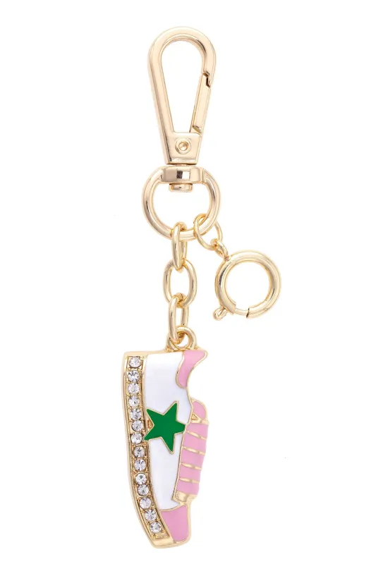 Star Sneaker Bag Charm in Pink/White/Green sold by Canvas Style
