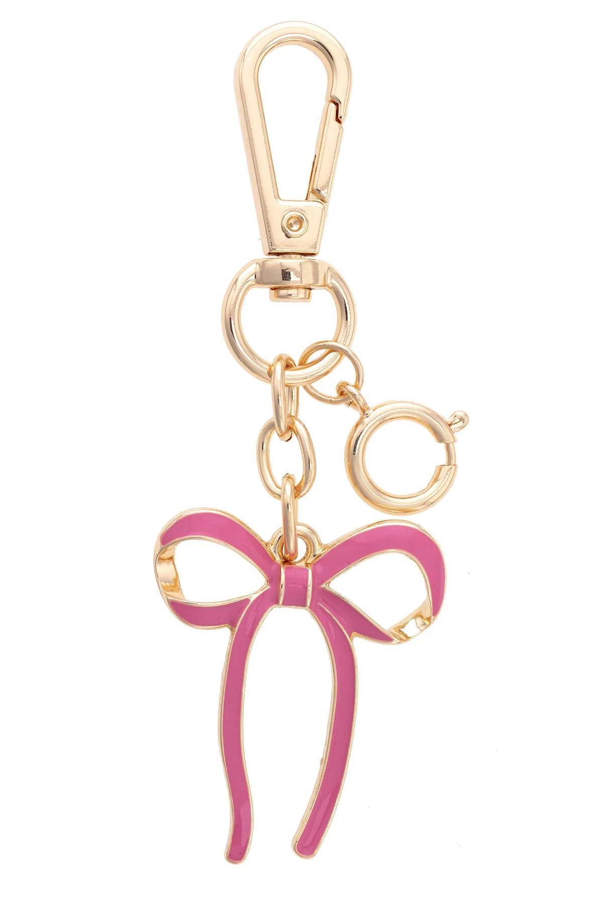 Tied Bow Enamel Bag Charm in Pink sold by Canvas Style