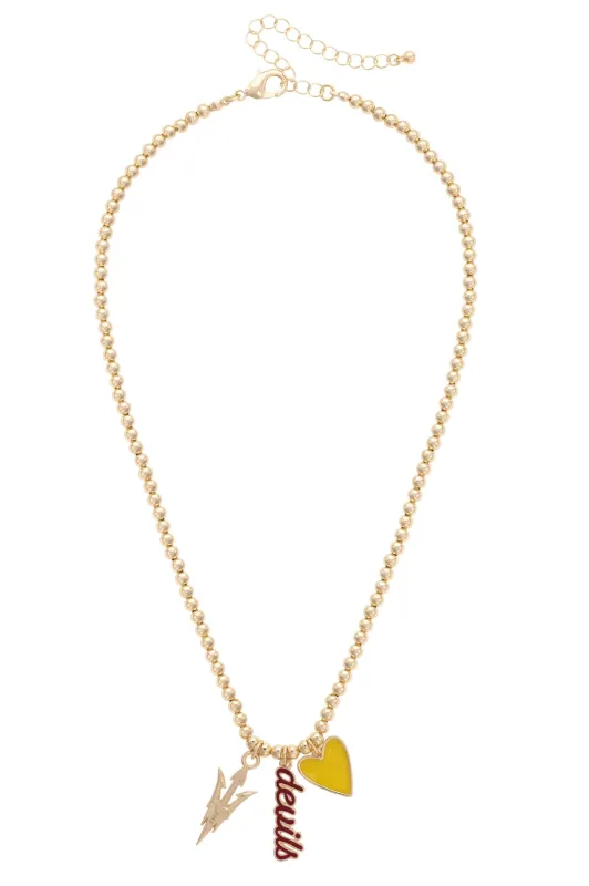 Arizona State Sun Devils Ball Bead Charm Necklace in Shiny Gold sold by Canvas Style