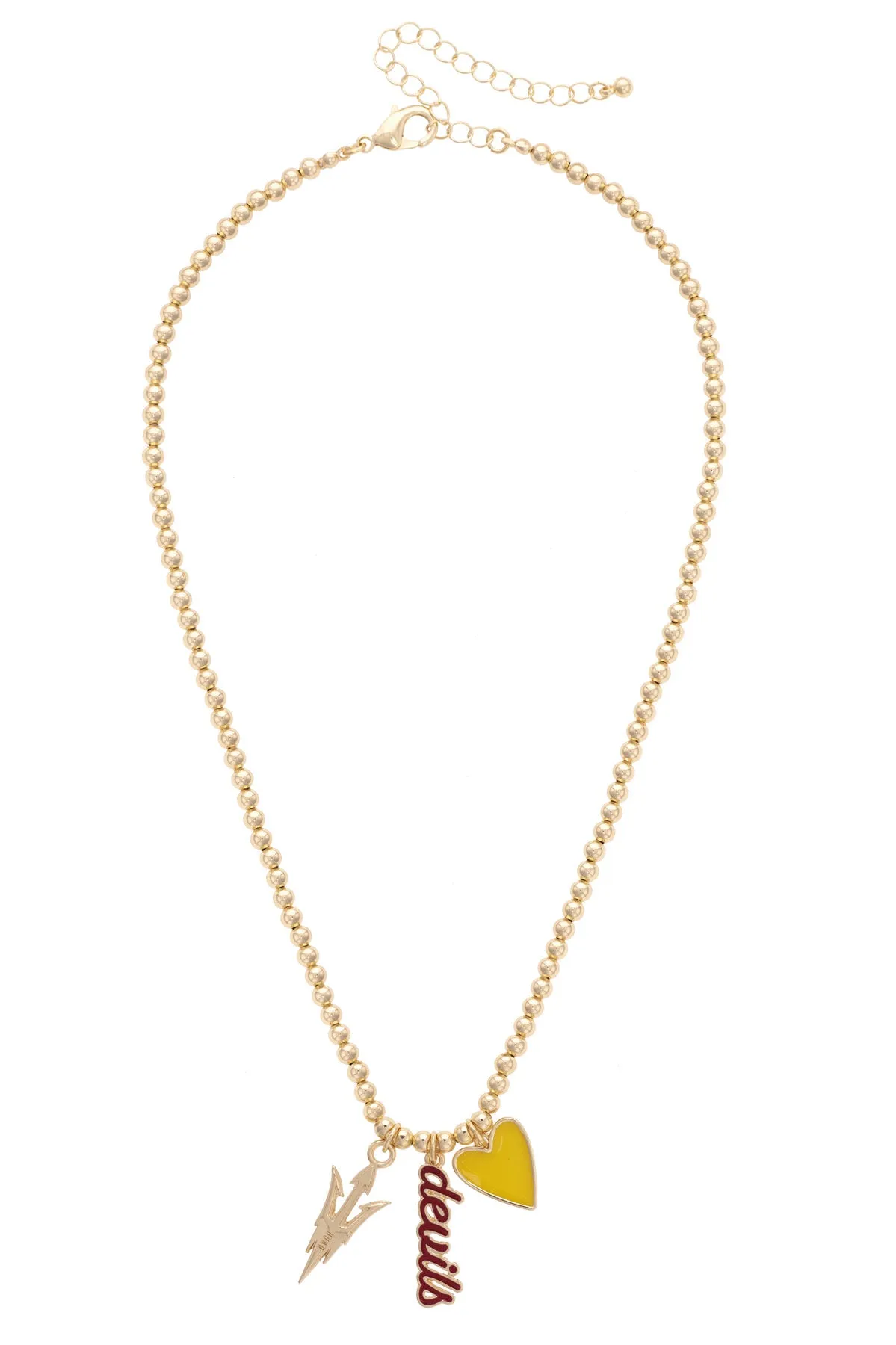 Arizona State Sun Devils Ball Bead Charm Necklace in Shiny Gold sold by Canvas Style