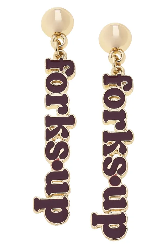 Arizona State Sun Devils Slogan Earrings in Maroon/Shiny Gold sold by Canvas Style