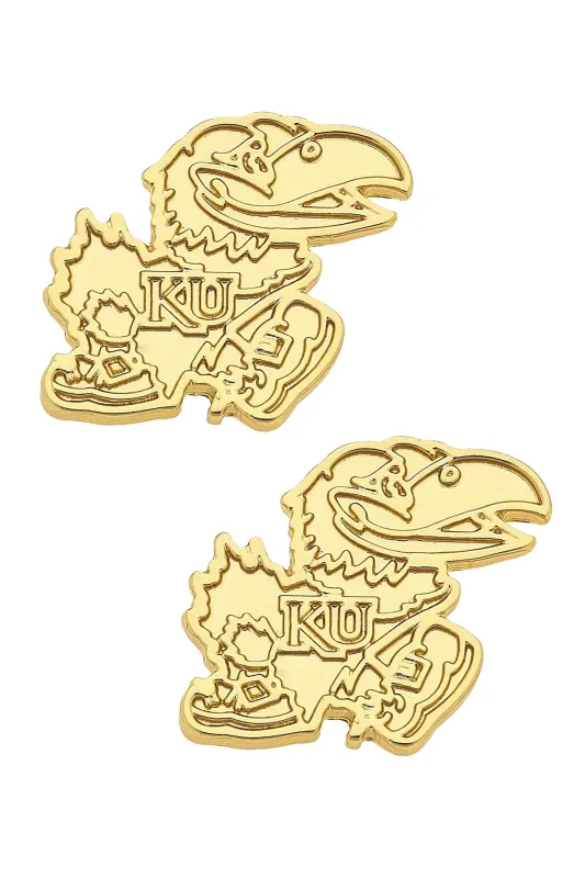 Kansas Jayhawks 24K Gold Plated Stud Earrings sold by Canvas Style