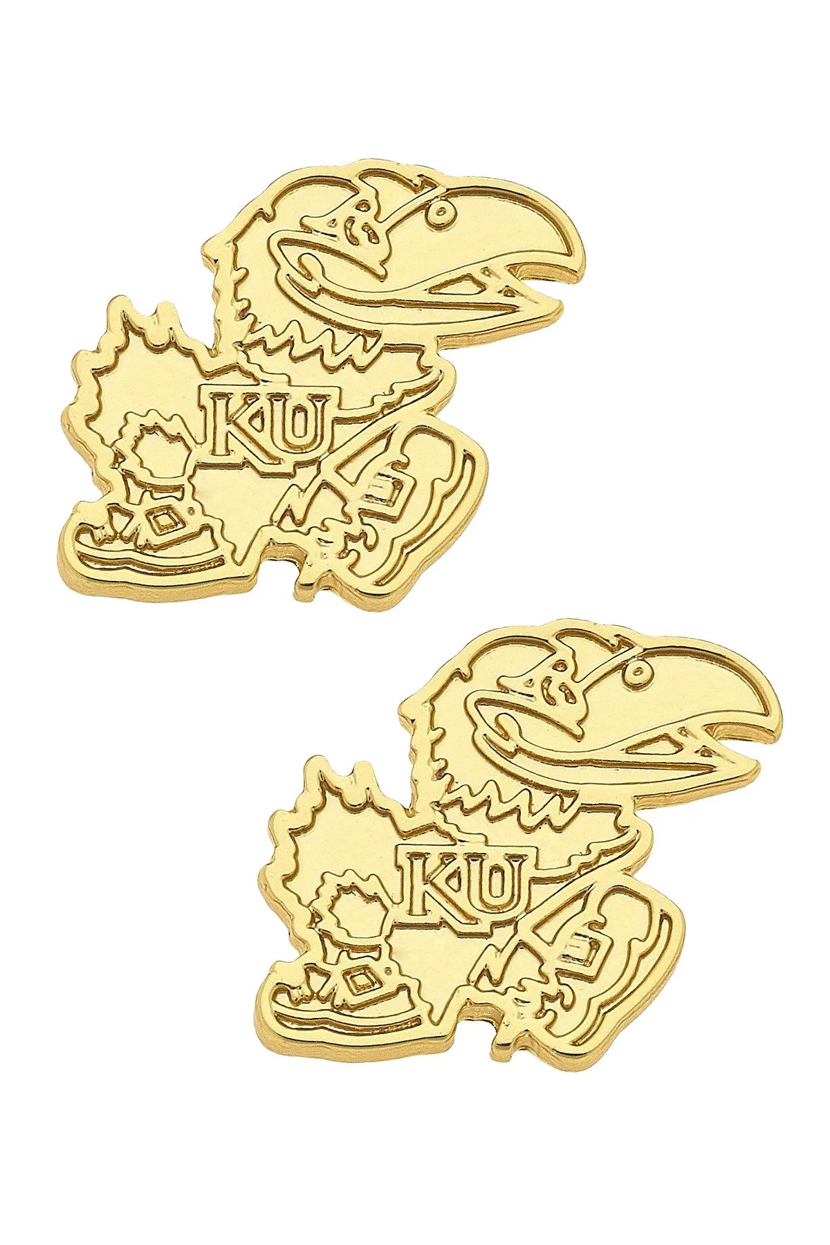 Kansas Jayhawks 24K Gold Plated Stud Earrings sold by Canvas Style