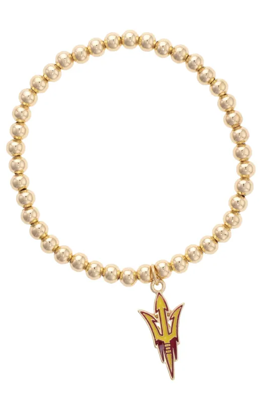 Arizona State Sun Devils Ball Bead Stretch Bracelet in Satin Gold sold by Canvas Style