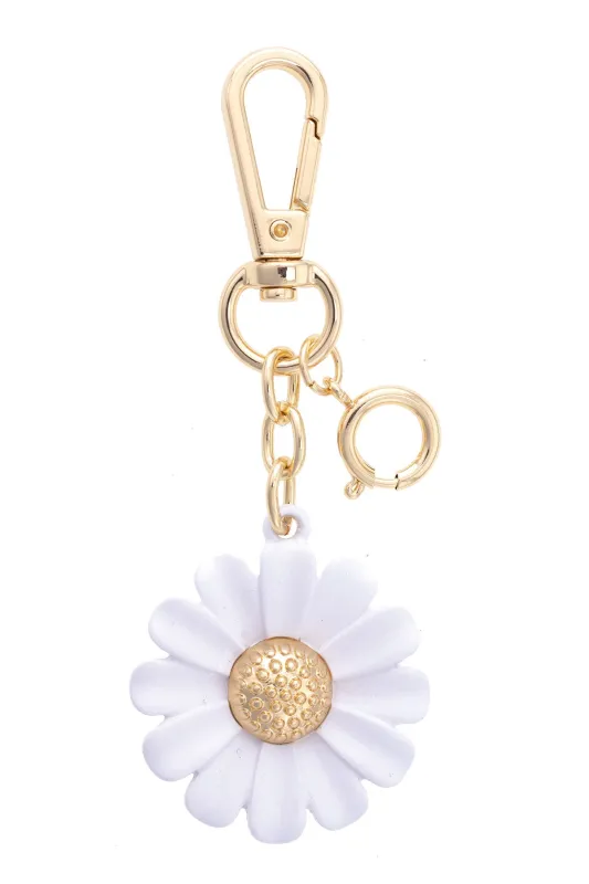 Daisy Enamel Bag Charm in White sold by Canvas Style