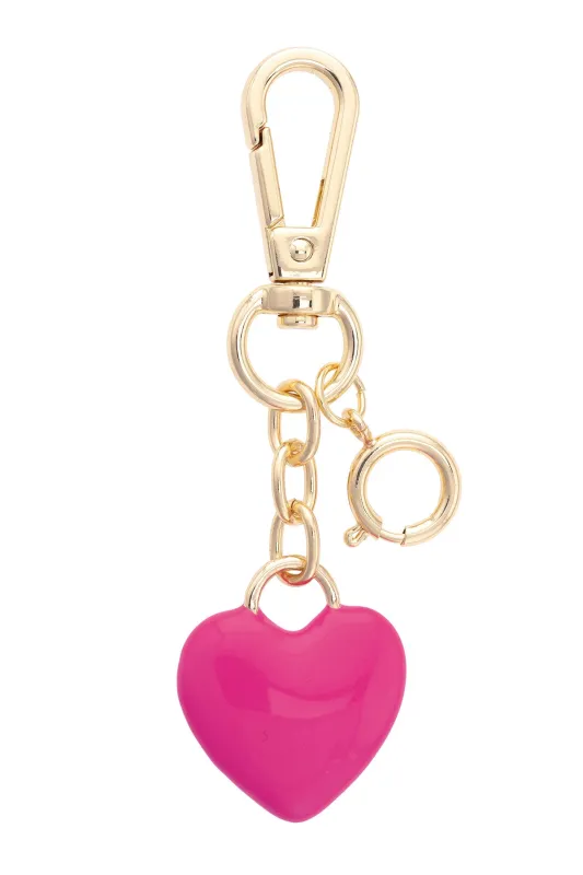 Puffy Enamel Heart Bag Charm in Fuchsia sold by Canvas Style