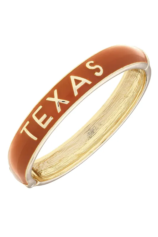 Texas Longhorns Sculpted Enamel Hinge Bangle in Burnt Orange sold by Canvas Style