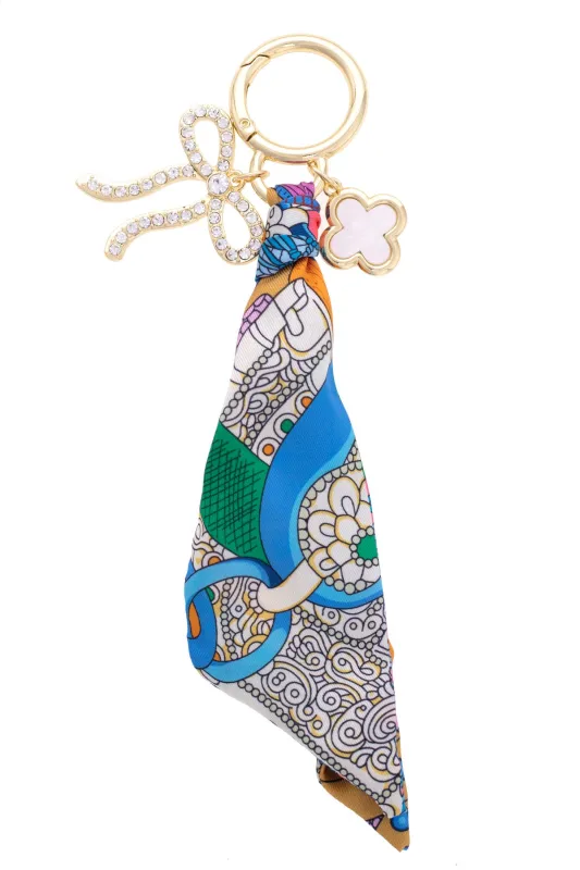 Cassie Pave Bow Scarf Bag Charm in Multi sold by Canvas Style