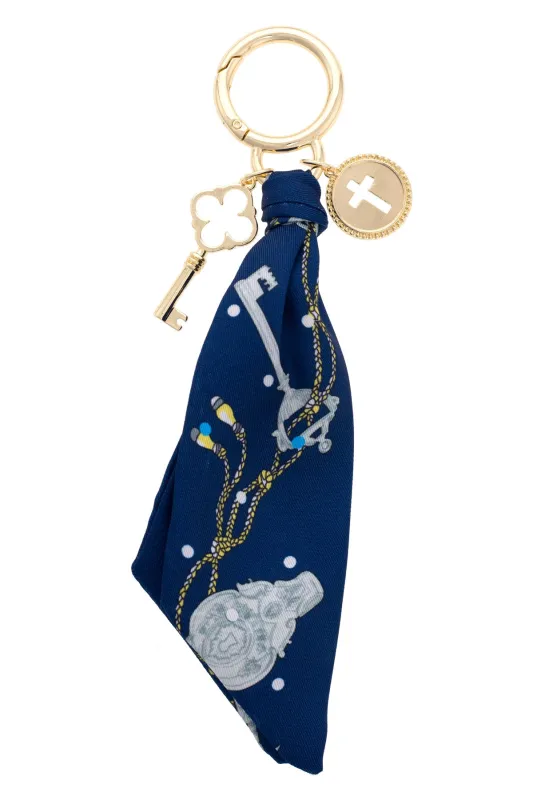 Elodie Cross Coin Scarf Bag Charm in Navy sold by Canvas Style