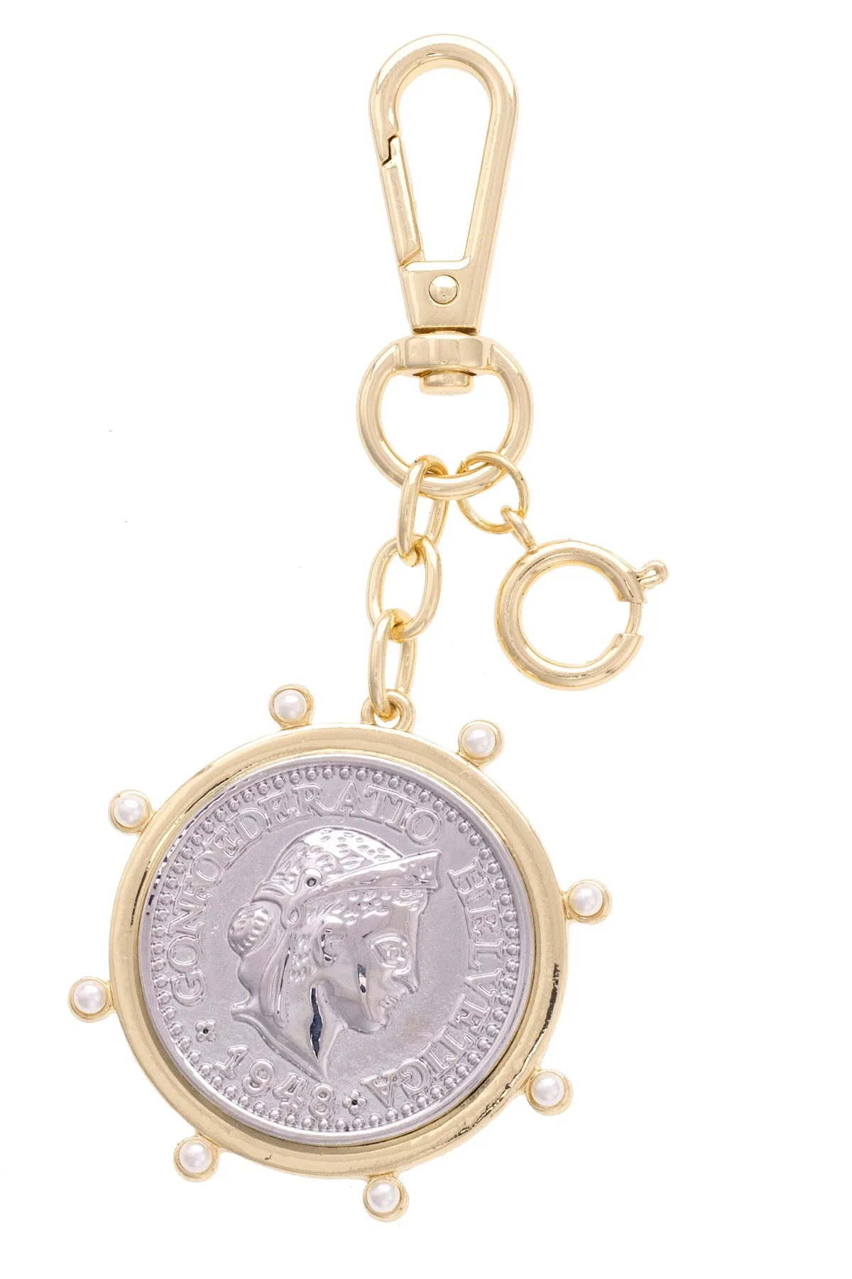 Studded Coin Bag Charm in Shiny Two Tone sold by Canvas Style