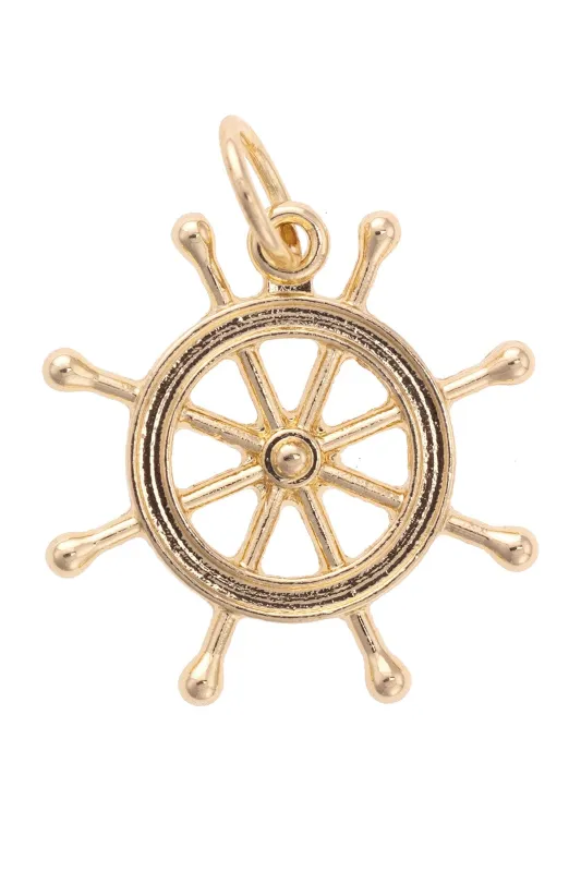 Captain's Wheel Charm in Shiny Gold sold by Canvas Style