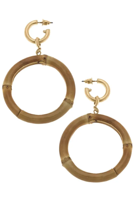 Felicity Bamboo Drop Hoop Earrings in Natural - FINAL SALE sold by Canvas Style