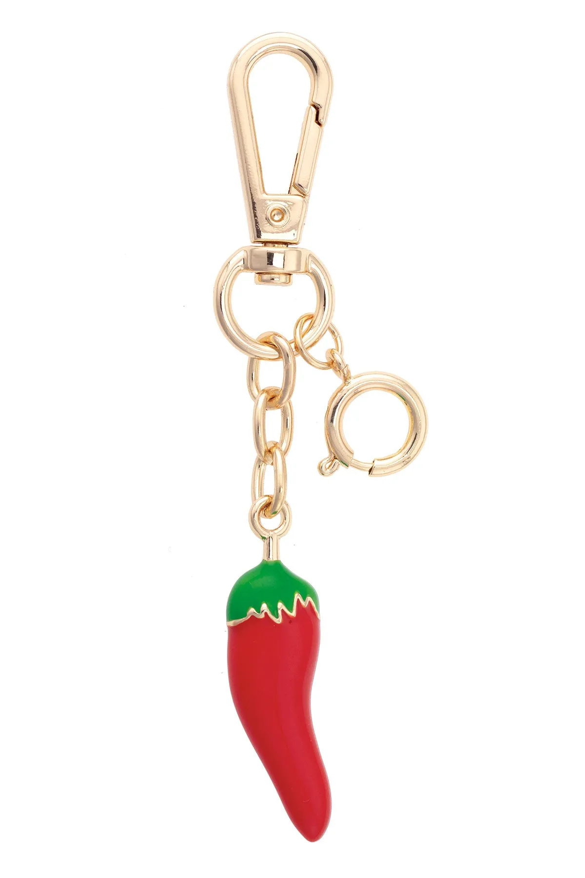 Chili Pepper Enamel Bag Charm in Red & Green sold by Canvas Style