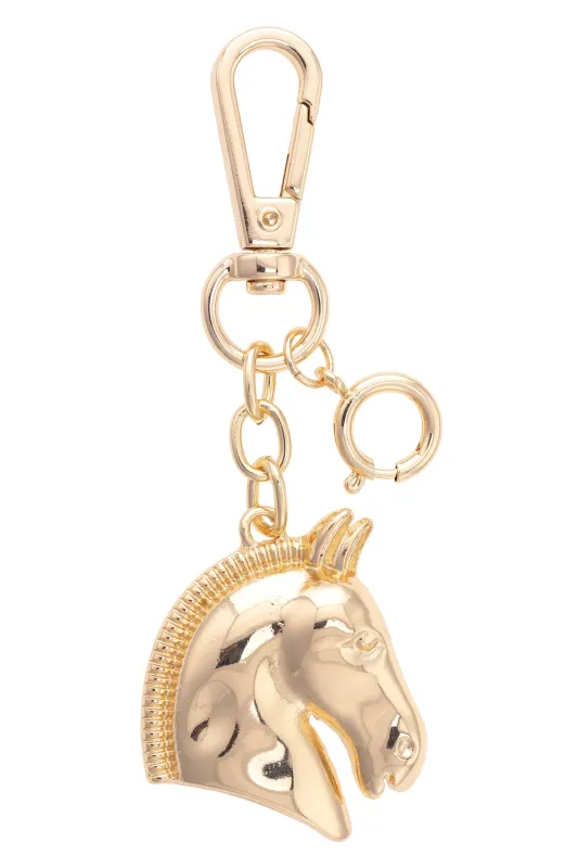 Horse Bust Bag Charm in Shiny Gold sold by Canvas Style