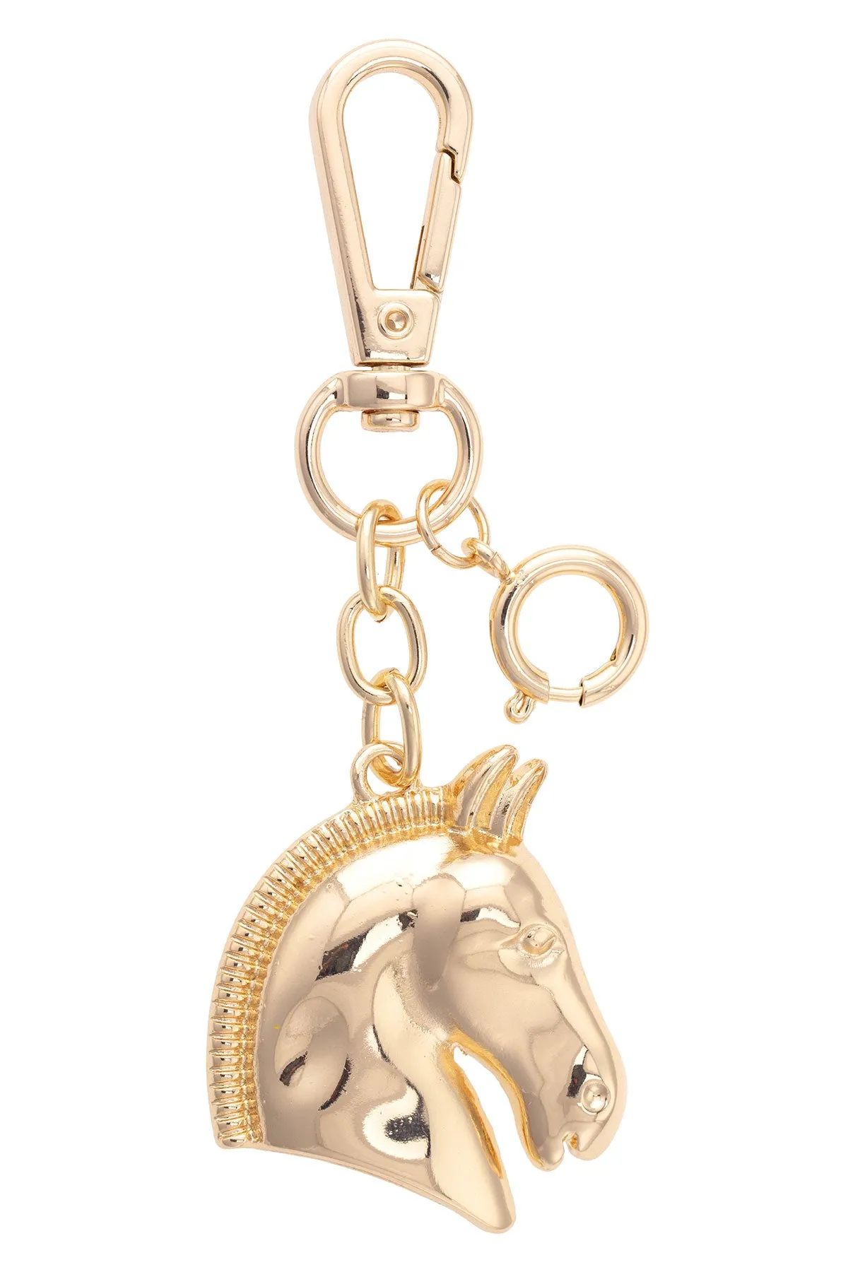 Horse Bust Bag Charm in Shiny Gold sold by Canvas Style