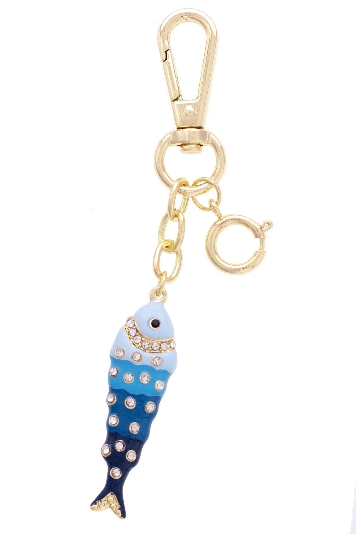Pave Sardine Bag Charm in Blue sold by Canvas Style