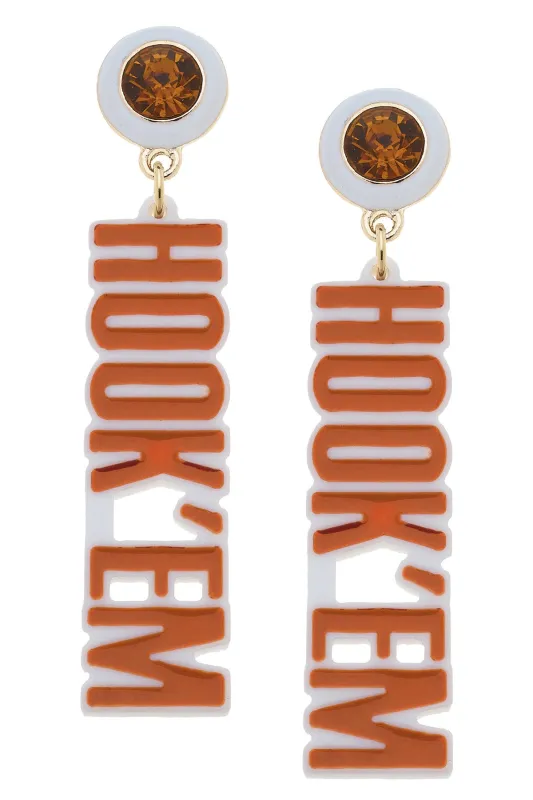 Texas Longhorns Resin Block Letter Earrings in Burnt Orange made by Canvas Style