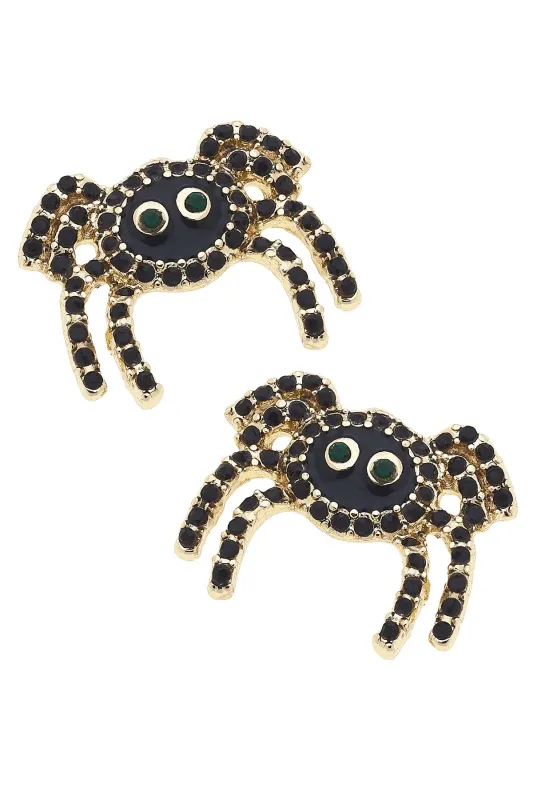 Pave Spider Stud Earrings in Black sold by Canvas Style